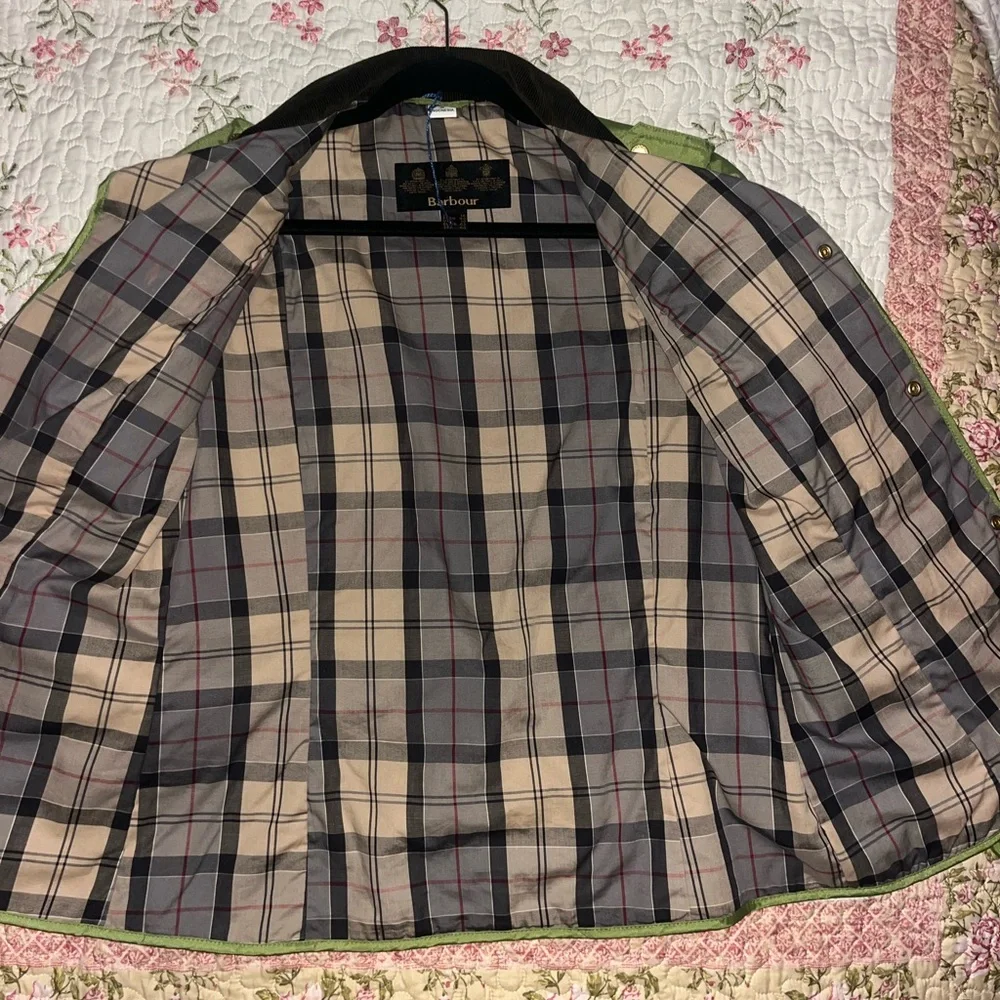 Barbour Olive Jacket with Plaid Interior - Picture 3 of 5